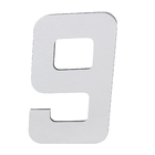 Número para Casa "9" de Alumínio com Dupla Face 13x8cm Prata Espelhado