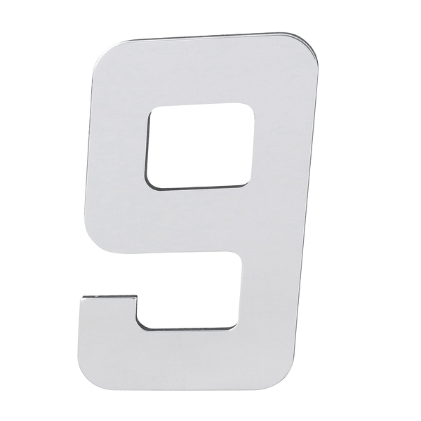 Número para Casa "9" de Alumínio com Dupla Face 13x8cm Prata Espelhado