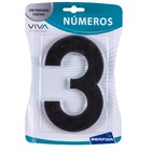 Número para Residência Número 3 14,5 cmx10 cm Cromado Bemfixa