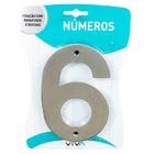Número para Residência Número 6 14,5 cmx10 cm Inox Bemfixa