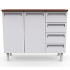 O Balcão 2 Portas E 4 Gavetas Roma -colormaq - Branco / Madei