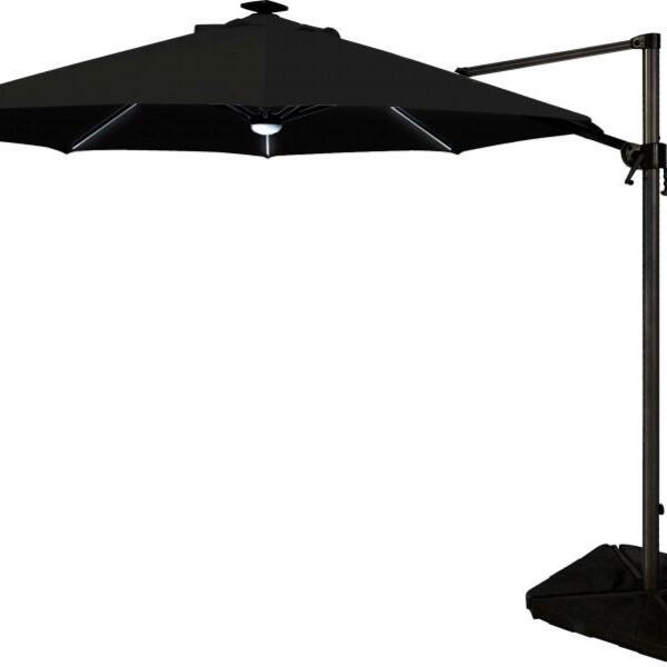 Ombrellone Ferrara Preto Suspenso 3,00m Alum Led Bel Lazer