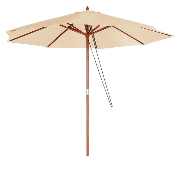 Ombrelone 2,4 Metros Estrutura De Madeira 35 Fps Mor