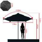 Ombrelone 200 Sem Abas Solasol Redondo - Verde Agua