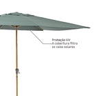 Ombrelone Alumínio e Poliéster Central Retangular Agora Verde 255x194x300cm Naterial