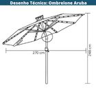 Ombrelone Central Aruba Rivatti 243 Cm Em Alumínio Com Ilumin