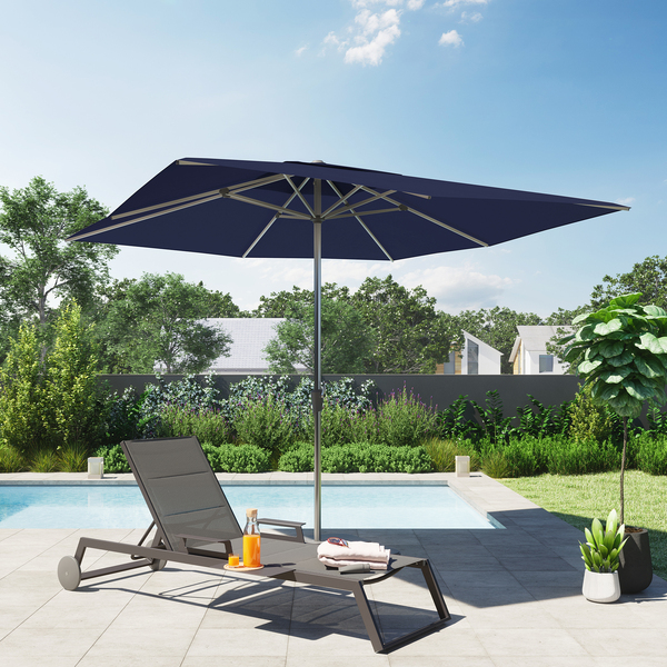 Ombrelone Alumínio e Poliéster Central Quadrado Aura Azul 271x285x285cm Naterial