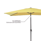 Ombrelone Alumínio e Poliéster Central Retangular Avea Amarelo 255x194x300cm Naterial