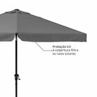 Ombrelone Alumínio e Poliéster Central Hexagonal Avea Cinza 247x295cm Naterial