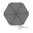 Ombrelone Alumínio e Poliéster Central Hexagonal Avea Cinza 247x295cm Naterial