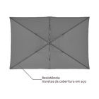 Ombrelone Alumínio e Poliéster Central Retangular Avea Cinza 255x194x300cm Naterial