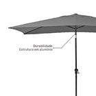 Ombrelone Alumínio e Poliéster Central Retangular Avea Cinza 255x194x300cm Naterial