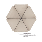 Ombrelone Alumínio e Poliéster Central Hexagonal Avea Taupe 247x295cm Naterial
