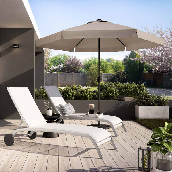 Ombrelone Alumínio e Poliéster Central Hexagonal Avea Taupe 247x295cm Naterial