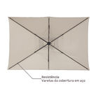 Ombrelone Alumínio e Poliéster Central Retangular Avea Taupe 255x194x300cm Naterial