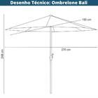 Ombrelone Central Bali Rivatti 270 Cm Em Alumínio Com Base Hd