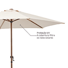 Ombrelone Aço e Poliéster Central Hexagonal Polar Bege 231x260cm Naterial