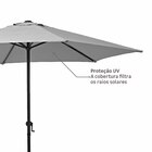 Ombrelone Aço e Poliéster Central Hexagonal Polar Cinza 231x260cm Naterial