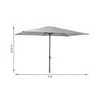 Ombrelone Aço e Poliéster Central Retangular Polar Cinza 255x195x300cm Naterial
