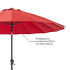 Ombrelone Alumínio e Poliéster Central Redondo Sinae Vermelho 230x250cm Naterial