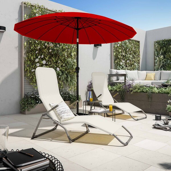 Ombrelone Alumínio e Poliéster Central Redondo Sinae Vermelho 230x250cm Naterial