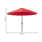 Ombrelone Alumínio e Poliéster Central Redondo Sinae Vermelho 230x250cm Naterial
