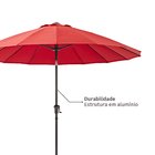 Ombrelone Alumínio e Poliéster Central Redondo Sinae Vermelho 230x250cm Naterial