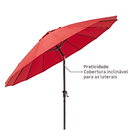 Ombrelone Alumínio e Poliéster Central Redondo Sinae Vermelho 230x250cm Naterial