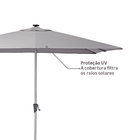 Ombrelone Alumínio e Poliéster Central Quadrado com LED Sonora Cinza 271x285x285cm Naterial