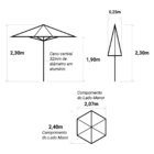 Ombrelone Central Terracota - 2,40m De Diâmetro - Em Alumínio