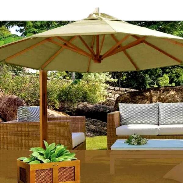 Ombrelone Com Floreira Giratório Redondo 3 Metros Cor Bege