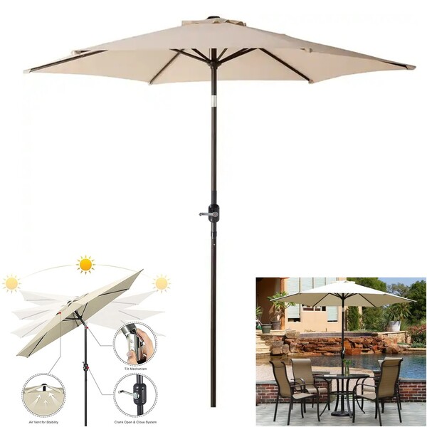 Ombrelone Guarda Sol 2,5m Com Manivela Articulado Jardim Pisc