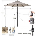 Ombrelone Guarda Sol 2,5m Com Manivela Articulado Jardim Pisc