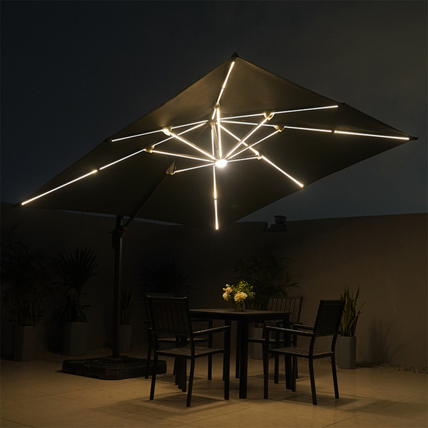 Ombrelone Guarda Sol Gold Led Alumínio 2 5 X 2 5 C/ Base Em 1