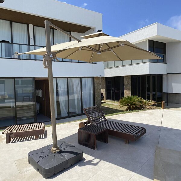 Ombrelone Guarda Sol Gold Led Alumínio 3 0 X 3 0 C/ Base 130l