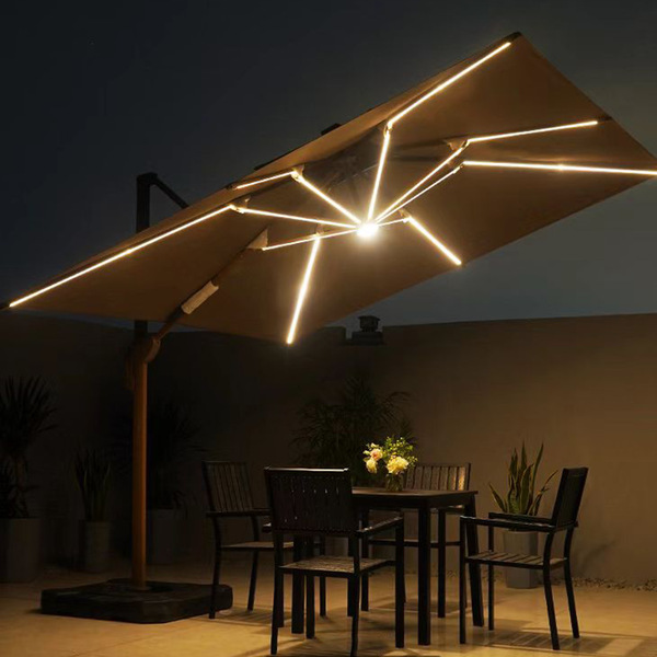 Ombrelone Guarda Sol Gold Led Alumínio 3 0 X 3 0 C/ Base Em 1