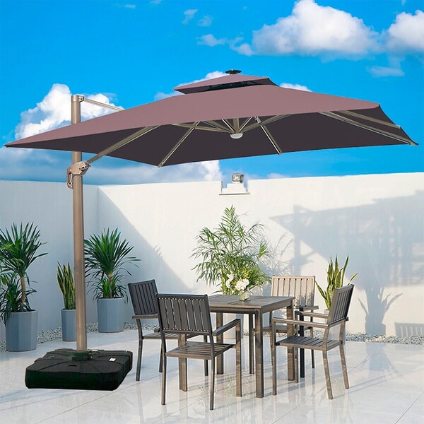 Ombrelone Guarda Sol Gold Led Alumínio Marrom Café 3 0 X 3 0