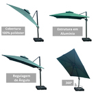 Ombrelone Guarda Sol Java Aluminio 2,5 X 2,5  C/ Base 100l -