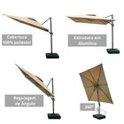 Ombrelone Guarda Sol Java Aluminio 2 5 X 2 5  C/ Base 130l -
