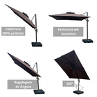 Ombrelone Guarda Sol Java Aluminio Marrom Café 2 5 X 2 5  C/