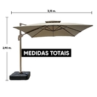 Ombrelone Guarda Sol Premium Alumínio 2 5 X 2 5  C/ Base Em 1