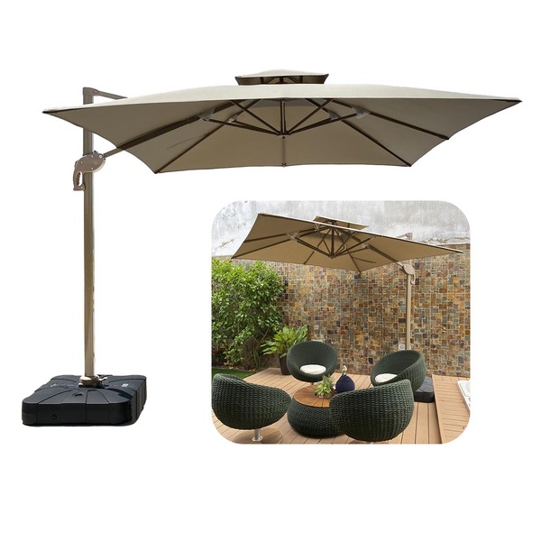 Ombrelone Guarda Sol Premium Alumínio 2 5 X 2 5  C/ Base Em 1