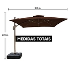 Ombrelone Guarda Sol Premium Alumínio 2 5 X 2 5 Marrom