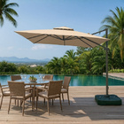 Ombrelone Guarda Sol Premium Alumínio Bege 2 5 X 2 5  C/ Base