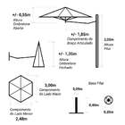 Ombrelone Lateral - 3,00m De Diâmetro - Em Alumínio - Para Fi