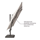 Ombrelone Lateral Articulável 2,58x2,9x2,9m Poliéster Taupe Moon Sonora II Naterial