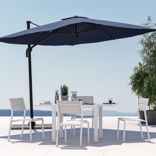 Ombrelone Alumínio e Poliéster Lateral Quadrado Aura Azul 264x285x285cm Naterial