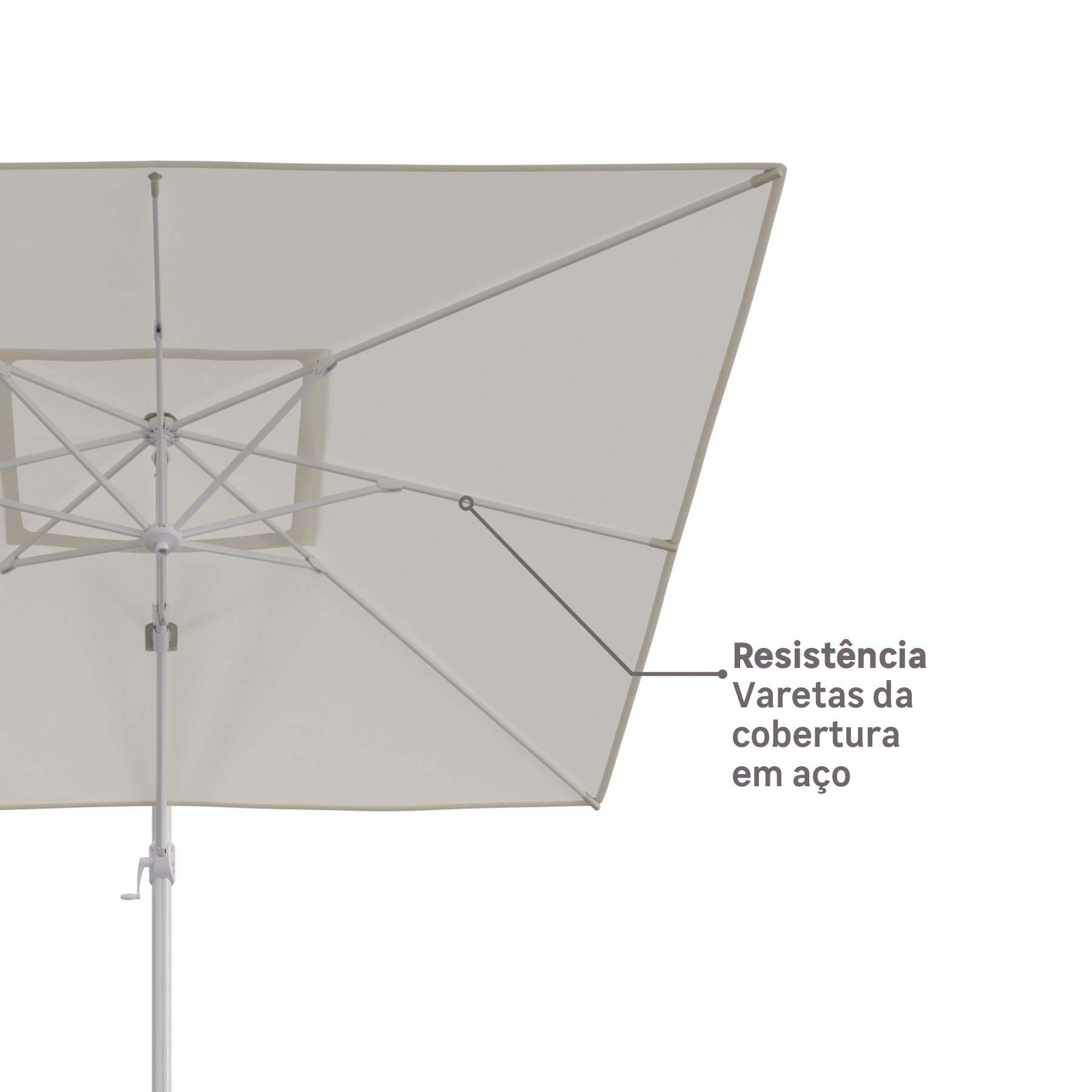 Ombrelone 2,64x2,85m Lateral Alumínio Branco Aura Naterial | Leroy Merlin