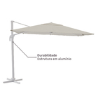 Ombrelone Alumínio e Poliéster Lateral Quadrado Aura Branco 264x285x285cm Naterial