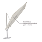 Ombrelone Alumínio e Poliéster Lateral Quadrado Aura Branco 264x285x285cm Naterial